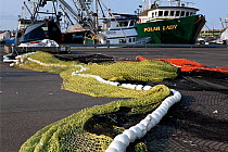 Fishing fleet docked at Fisherman's Terminal on Salmon Bay in Seattle's Ballard district, Washington, USA, May 2015.