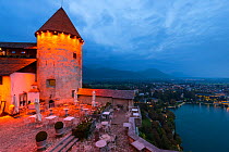 Bled Castle at twilight, Bled, Slovenia, October 2014.