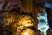 Postojna Cave with limestone rock stalagmites, Green Karst, Slovenia, October 2014.