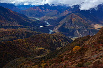 Mount  Namjagbarwa and the Yarlung Zangbo River, Yarlung Zangbo Grand Canyon National Park, Nyingchi Prefecture, Tibet, China. November 2010.