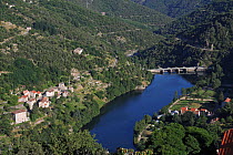 Pied de Borne village in the Chassezac gorge, Borne river, Lozere, Languedoc Roussillon,  France, July.