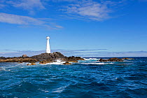 Small lighthouse at Formigas Islet, Azores, Portugal, Atlantic Ocean, September 2012.
