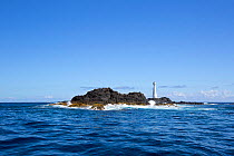 Small lighthouse at Formigas Islet, Azores, Portugal, Atlantic Ocean, August 2014.