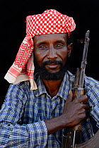 Afar tribe man with head scarf, Ahmed Ela village, Danakil depression, Afar region, Ethiopia, March 2015.
