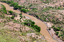 Awash river and gorge, Awash National Park, Afar Region, Great Rift Valley, Ethiopia, Africa, March 2009.