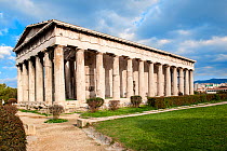 Temple of Hephaestus,  Agoraios Kolonos hill, Attica region, Athens, Greece, Mediterranean, January 2011.