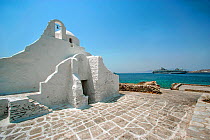 Greek orthodox Church of Panagia Paraportiani, Kastro, Chora, Mykonos Island, Cyclades, Aegean Sea, Mediterranean, Greece, April 2009.