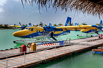 Trans Maldivian hydroplane (seaplane) is docked, hydroplane airport, Male, Maldives, Indian Ocean, April 2010.