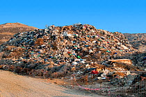 Rubbish dump on Mykonos Island. Garbage disposal and recycling is a major issue in all Greek islands. Mykonos island, Cyclades, Aegean Sea, Mediterranean, Greece, August 2007.