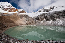 Glacial lake at 4800 m, Cordillera Blanca Massif, Andes, Peru, November 2006.