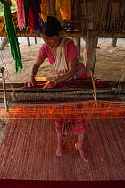 Woman weaving, Assam, North East India, November 2014.