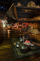 Interior of a Nyshi Long House, Nyshi Tribe, Arunachal Pradesh.North East India, November 2014.