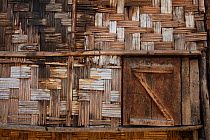 Detail of weaving pattern on bamboo wall, Naga Tribe, Nagaland, North East India, October 2014.
