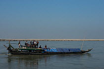Boat on Brahmaputra River. Assam. North East India, October 2014.