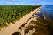 Aerial view of sandy beach of Kauksi, Lake Peipsi in Ida-Virumaa, Estonia, October 2014.