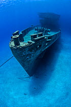 Bow of the USS Kittiwake wreck. Seven Mile Beach, Grand Cayman, Cayman Islands, Caribbean Sea.