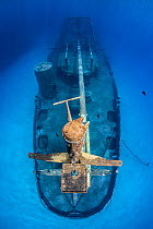 Stern of the USS Kittiwake wreck. Seven Mile Beach, Grand Cayman, Cayman Islands, Caribbean Sea.
