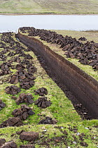 Peat extraction for fuel, Yell, Shetland Islands, Scotland, UK, June 2015.