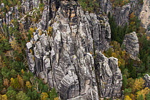 Sandstone formation, Sachsische Schweiz / Saxon Switzerland National Park, Germany, May.