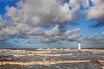 Perch Rock lighthouse, River Mersey, New Brighton, Wirral, Merseyside, England, UK. December 2014.