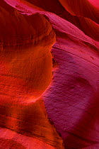 Red sandstone walls of Lower Canyon, Antelope Canyon, Page, Arizona, USA, February 2015.