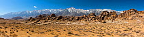 Desert landscape with mountains in the distance, Alabama Hills, Owens Valley, California, USA, March 2013.