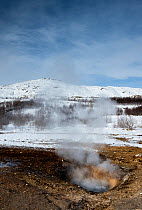 Small geothermal vent at the Geysir Hot Spring Area, South West Iceland, March 2015.