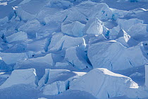 Massive seracs and crevasses in the glacier above Neko Harbour, Antarctic Peninsula, Antarctica, January 2012.