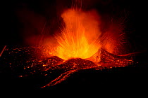 Lava erupting from Fogo Volcano, Fogo Island, Cape Verde, 29th November 2014.
