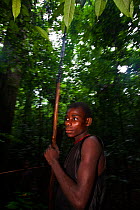 Baka boy with hunting spear, South East Cameroon, July 2008.