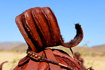 Himba woman hair decoration, known as 'Erembe', indicating that she is married, Kaokoland, Namibia October 2015