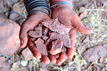 Pieces of ochre collected by hand by a Himba woman Kaokoland, Namibia October 2015