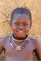 Young Himba girl with the typical necklace. Kaokoland, Namibia. October 2015
