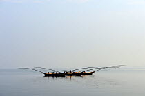 Fishermen in their boats on Lake Kivu, Democratic Republic of Congo.