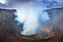 Steam rising from the crater of Nyiragongo Volcano. Virunga National Park, North Kivu Province, Democratic Republic of Congo. September 2015.