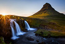 Waterfalls and mount Kirkjufell, Iceland. July 2015