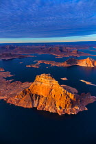Aerial view of Lake Powell reservoir, Page, Arizona, USA, February 2015.