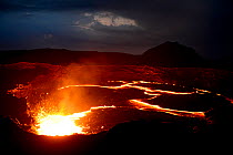 Erta Ale volcano, lava crater in motion. Afar Region, Ethiopia, Africa. November 2014.