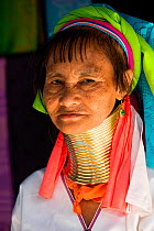 Kayan woman with neck rings, Thailand. November 2015.