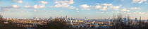 Panoramic landscape from Parliament Hill,  Hampstead Heath, London, England, UK, February 2015.