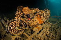 Second world war motorbike in the cargo hold of the SS Thistlegorm, northern Red Sea, February 2016