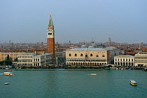 Looking over Grand Canal to Piazza San Marco with St Marks Basilica and Doges Palace, Venice, Italy