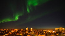 Time-lapse of the Aurora Borealis, Reykjavik, Iceland. April 2016