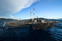 Bagan (floating fishing platform), Cenderawasih Bay, West Papua, Indonesia. August 2015.