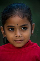 Portrait of young Assamese girl, Assam, North East India. November 2014.