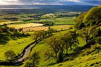 River Severn and May Hill from the Cotswold escarpment at Coaley Peak, Gloucestershire, UK. May 2015.