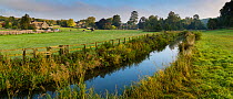 River Coln at Coln Rogers, Gloucestershire, UK. Panoramic image. October 2015.
