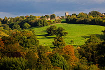 Autumn countryside and Cotswold town of Stow-on-the-Wold, Gloucestershire, UK. October 2015.