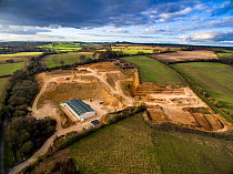 A limestone quarry at Syreford Quarry, Gloucestershire, UK. Shot with aerial drone by CAA permit holder. February 2016.