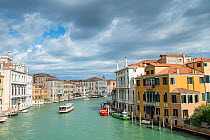 Grand Canal and waterfront buildings, Venice, Italy. April.